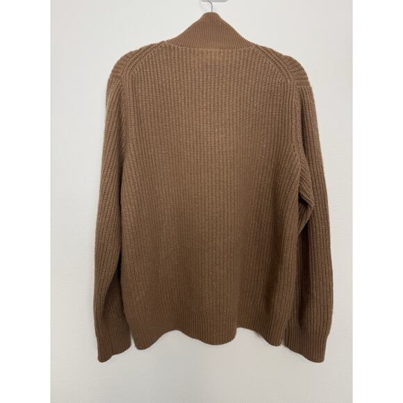 Vince Cashmere Wool Half-Zip Funnel Neck Sweater Womens Large Tan Soft Cozy Knit - Picture 4 of 10